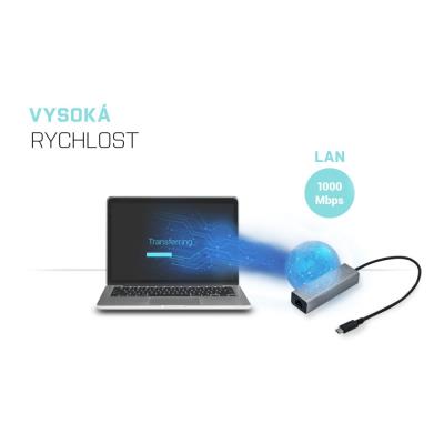 i-tec USB 3.1 Type C Gigabit Ethernet adaptér METAL (RJ45)/ LED indikace/ šedý