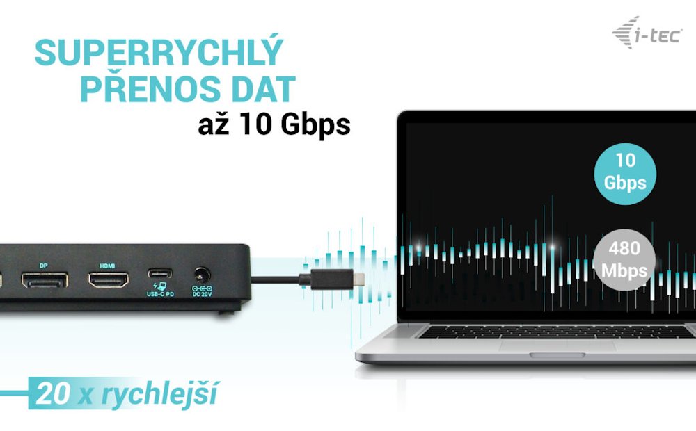 i-tec dokovací stanice Gen2 Thunderbolt 3/ Triple display/ 3x USB-A 3.2/ 2x USB 2.0/ 2x USB-C/ 2x DP/ HDMI/ LAN/ PD 100