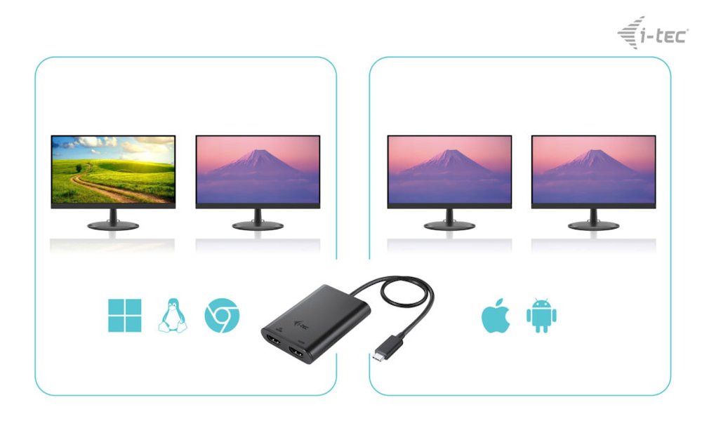 i-tec USB-C Dual 4K/60Hz (single 8K/30Hz) HDMI video adaptér