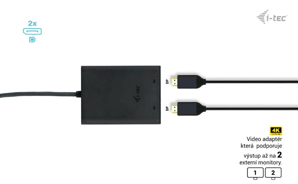 i-tec USB-C Dual 4K/60Hz (single 8K/30Hz) Display Port video adaptér
