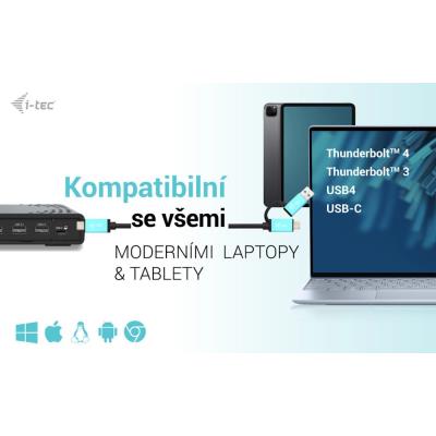i-tec dokovací stanice Gen2 Thunderbolt 3/ Triple display/ 2x USB-A 3.2/ 2x USB 2.0/ 2x USB-C/ 2x DP/ HDMI/ LAN/ PD 100
