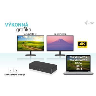 i-tec dokovací stanice Gen2 Thunderbolt 3/ 4K Dual display/ 4x USB 3.0/ 2x USB-C/ 2x DP/ 2x HDMI/ LAN/ PD 100