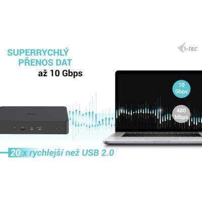 i-tec dokovací stanice Gen2 Thunderbolt 3/ 4K Dual display/ 4x USB 3.0/ 2x USB-C/ 2x DP/ 2x HDMI/ LAN/ PD 100