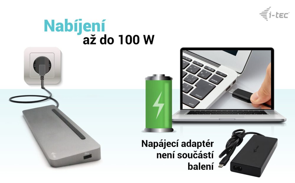 i-tec dokovací stanice USB-C Metal Ergonomic 4K/ 3x Display/ Power Delivery 100W