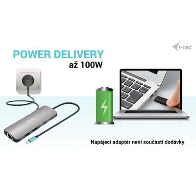 i-tec dokovací stanice USB-C Metal Nano/ 2x USB 3.2/ 2x USB 2.0/ 2x HDMI/ LAN/ Power Delivery 100W