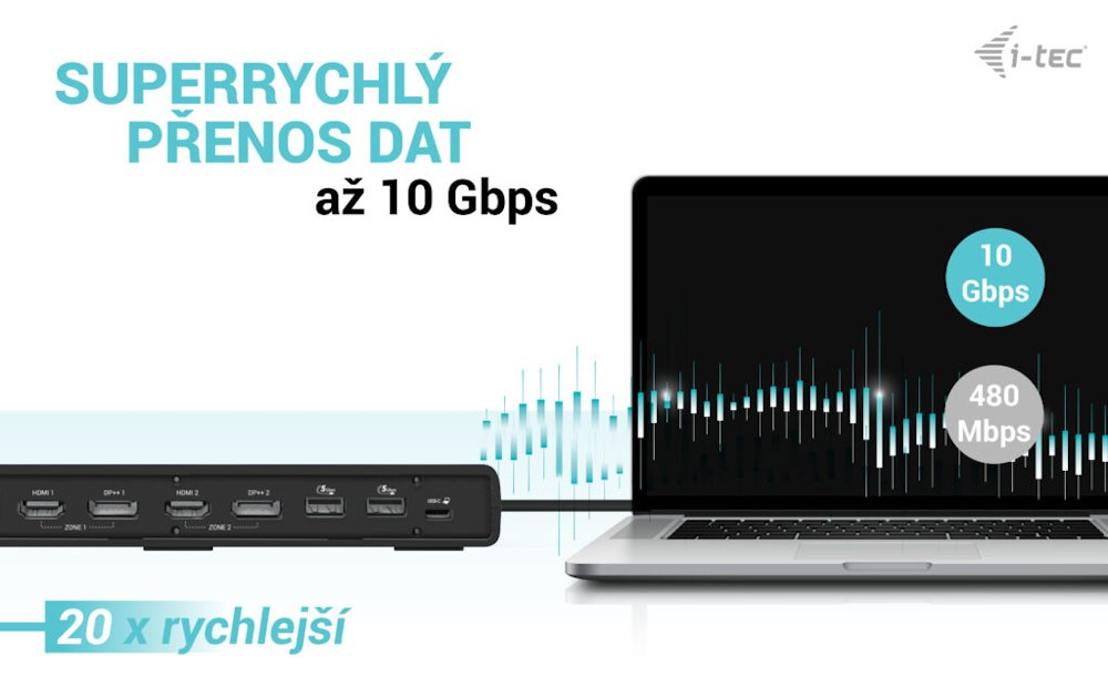 i-tec dokovací stanice Thunderbolt/ Dual display/ 4x USB 3.0/ 2x USB-C/ 2x DP/ 2x HDMI/ LAN/ Power Delivery 100W