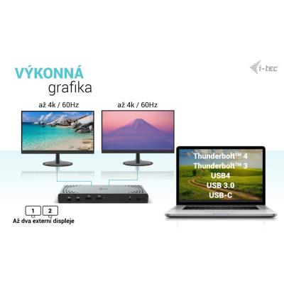 i-tec dokovací stanice Thunderbolt/ Dual display/ 4x USB 3.0/ 2x USB-C/ 2x DP/ 2x HDMI/ LAN/ Power Delivery 100W