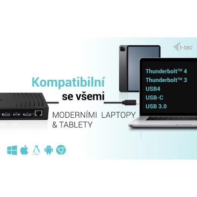 i-tec dokovací stanice Thunderbolt 4K/ USB 3.0/ 4x USB-A/ 2x USB-C/ 2x DP/ 3x HDMI/ LAN/ Power Delivery 100W