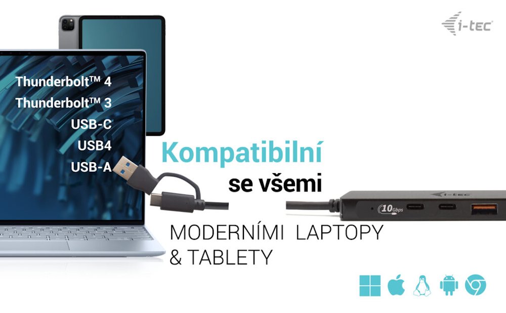 i-tec USB-A/USB-C Metal HUB 2x USB 3.1 + 2x USB-C