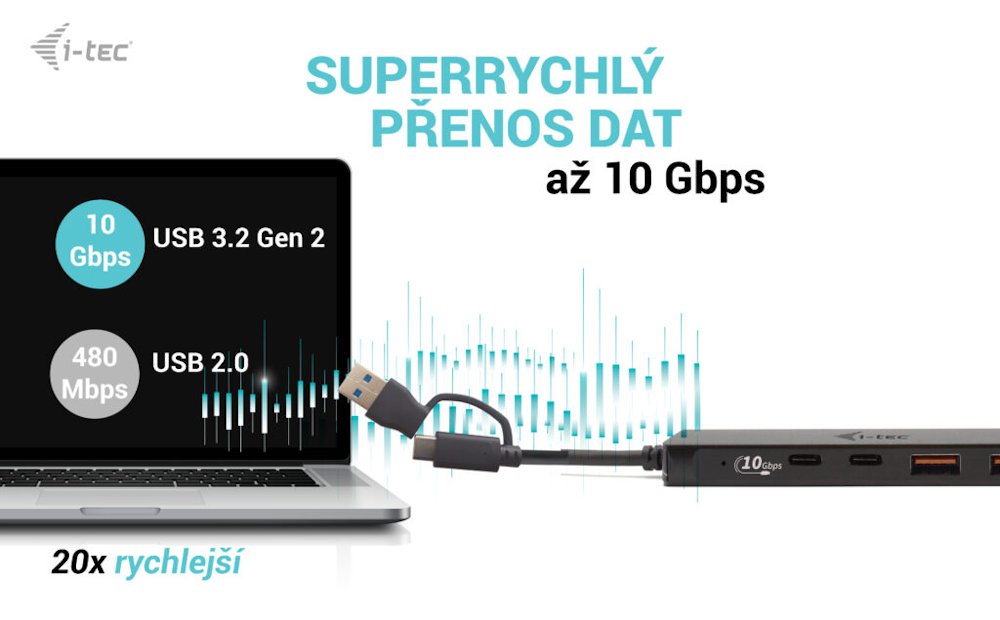 i-tec USB-A/USB-C Metal HUB 2x USB 3.1 + 2x USB-C