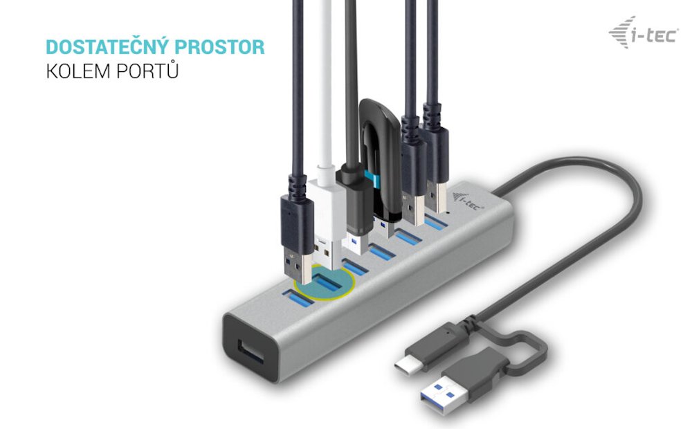 i-tec USB-C nabíjecí HUB Metal/ 7 portů/ USB-A 3.2 Gen 1/ kovový