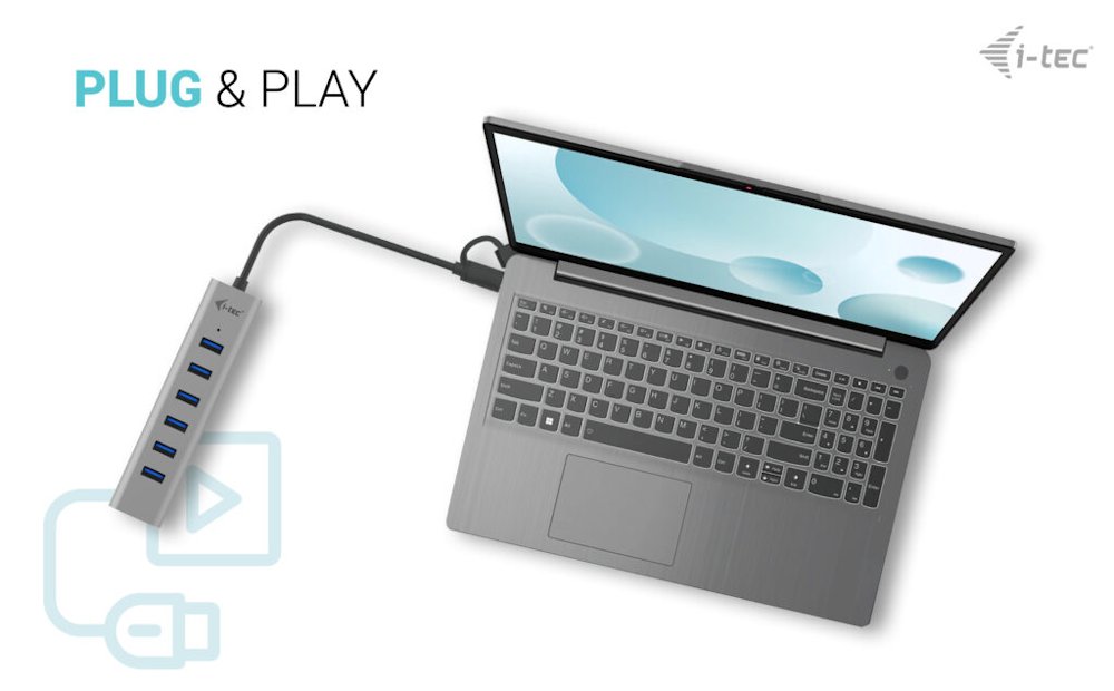 i-tec USB-C nabíjecí HUB Metal/ 7 portů/ USB-A 3.2 Gen 1/ kovový