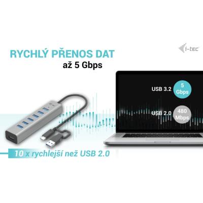 i-tec USB-C nabíjecí HUB Metal/ 7 portů/ USB-A 3.2 Gen 1/ kovový