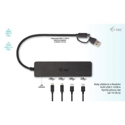 i-tec USB-A/USB-C Metal HUB 2x USB 3.1 + 2x USB-C