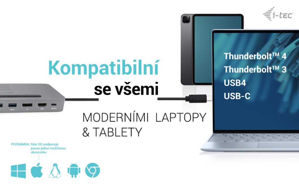 i-tec dokovací stanice USB-C/ 4K Triple Display/ DP/ HDMI/ VGA/ 2x USB 3.0/ 2x USB 2.0/ LAN/ Power Delivery 85W