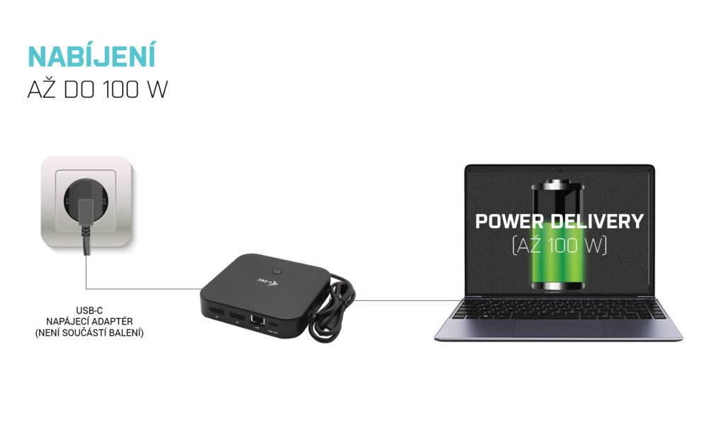 i-tec dokovací stanice USB-C/ Dual Display/ 1x USB-C/ 3x USB 3.1 / 2x USB 2.0 / LAN/ Thunderbolt 3/ Power Delivery 100W