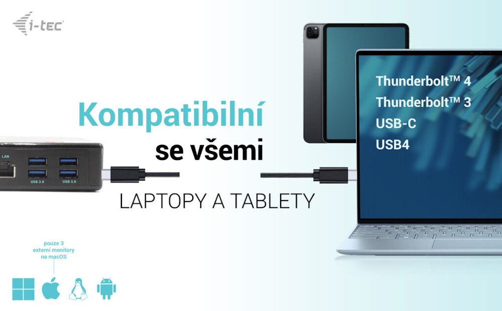 i-tec dokovací stanice USB-C Quattro Display/ 2x DP/ 2x HDMI/ 5x USB 3.0/ LAN/ Power Delivery 85W