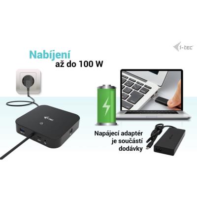 i-tec dokovací stanice USB-C Dual Display/ 2x DP/ 2x USB-C/ 5x USB/ LAN/ Power Delivery 65W + univerzální nabíječka 112W