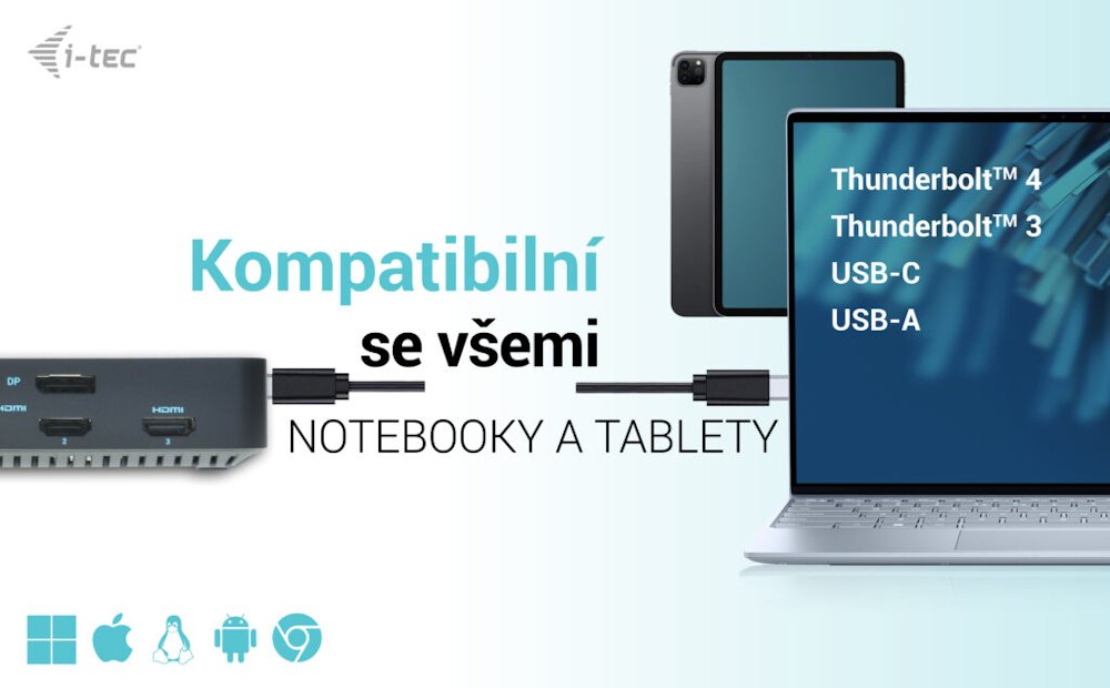 i-tec dokovací stanice USB 3.0 / USB-C / Thunderbolt/ 4K/ 2x DP/ 3x HDMI/ 2x USB-C/ 2x USB 3.0/ USB 3.1/ LAN/ PD 100W