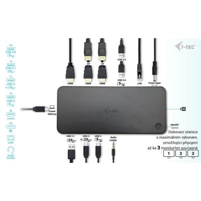 i-tec dokovací stanice USB 3.0 / USB-C / Thunderbolt/ 4K/ 2x DP/ 3x HDMI/ 2x USB-C/ 2x USB 3.0/ USB 3.1/ LAN/ PD 100W