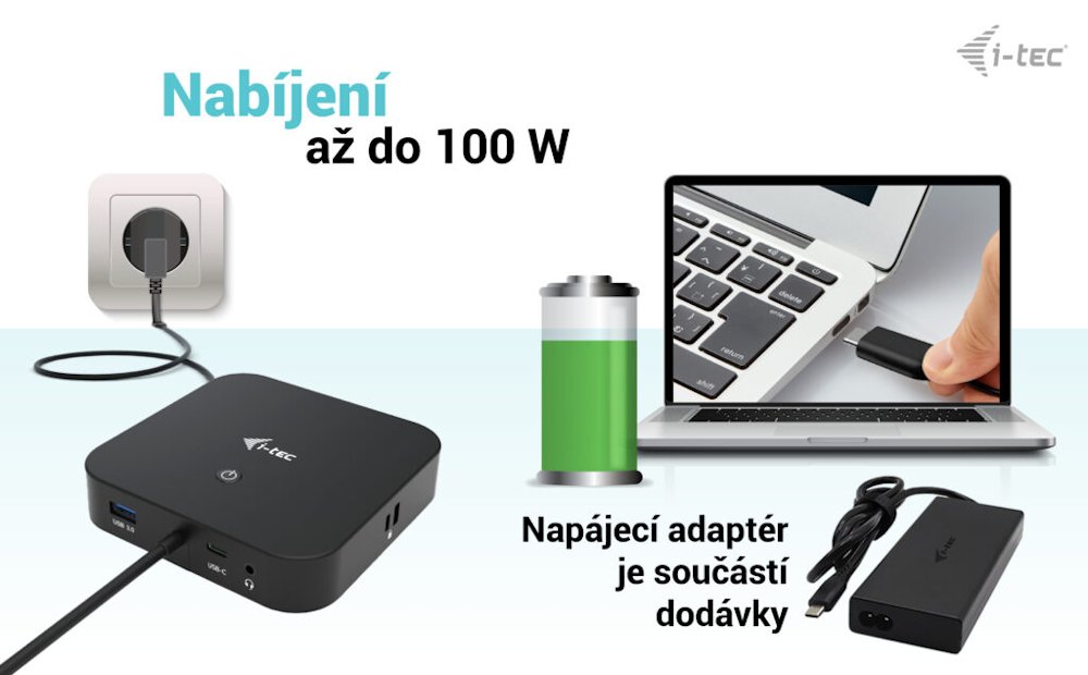 i-tec dokovací stanice/ 2x USB-C/ HDMI/ DP/ 3x USB 3.0/ 2x USB 2.0/ LAN/ PD 100W + univerzální nabíječka 112W