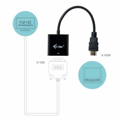 i-tec HDMI na D-SUB (VGA) kabelový adaptér/ 1920×1080/ černý