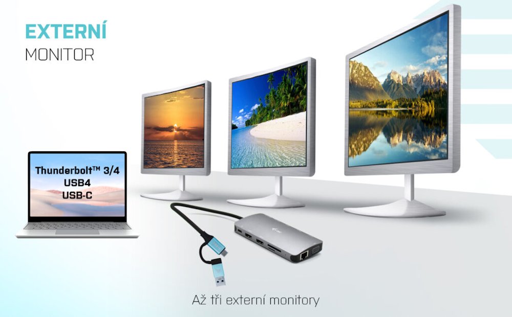 i-tec dokovací stanice USB 3.0/ USB-C/ TB/ USB-C 3.2/ 4x USB-A/ 2x HDMI/ VGA/ LAN/ micro SD/SD/ PD 100W
