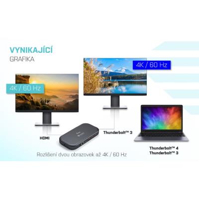 i-tec dokovací stanice Thunderbolt 3 Dual 4K/ 5x USB-A 3.2/ USB-C/ HDMI/ LAN/ micro SD/SD/ Power Delivery 60W