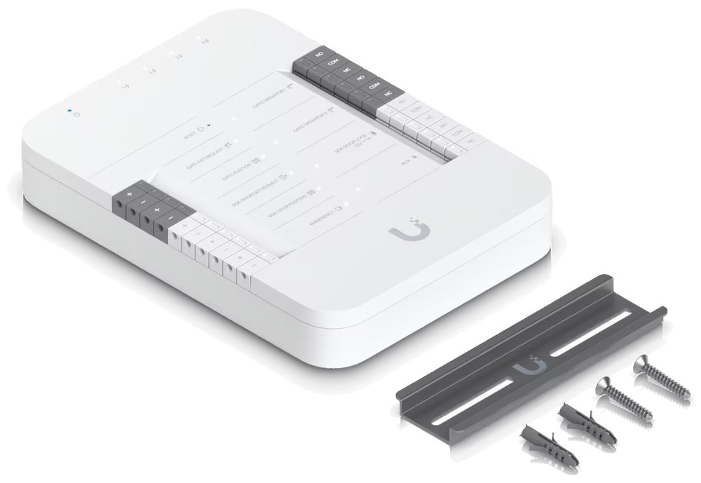 Ubiquiti UniFi Access Gate Hub - Rozbočovač, 4x PoE Out, 2x výstup Dry, 1x výstup 12V, 1x AUX, 5x vstup, 1x PoE++ In