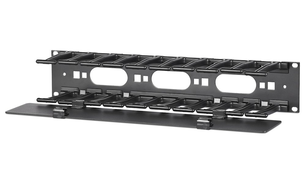 APC Horizontal Cable Manager, 2U x 4" Deep, Single-Sided with Cover
