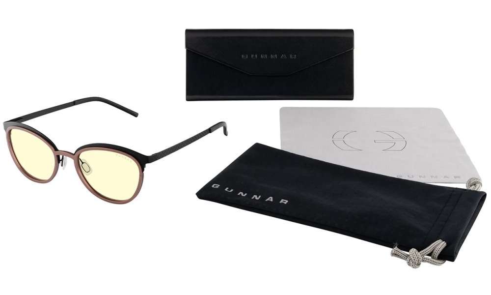 GUNNAR kancelářske/herní brýle  PALOMAR ONYX-BLUSH jantarová skla BLF 65 GUNNAR focus