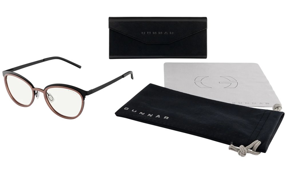 GUNNAR kancelářske/herní brýle  PALOMAR ONYX-BLUSH čirá skla-PRO BLF 35 GUNNAR focus