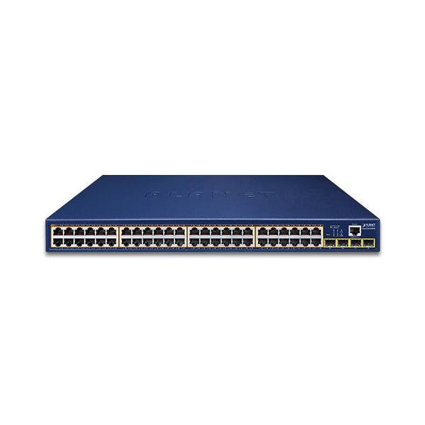 OPRAVENÉ - Planet GS-4210-48P4S L2 switch, 48x1Gb, 4x1Gb SFP, 48x PoE 802.3at 600W, QoS