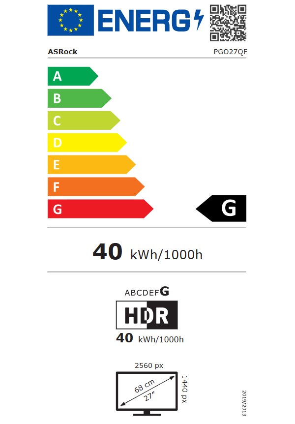 Phantom Gaming by Asrock monitor PGO27QFV 27" /OLED/2560x1440/360Hz/250cd/m2/0,03ms/DP/HDMI/USB-C/VESA/