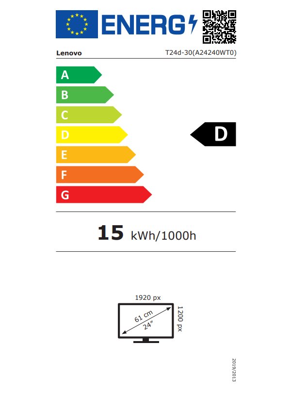 Lenovo ThinkVision T24d-30/ 24" IPS/ 1920x1200/ 16:10/ 300cd/m2cmd/ 1500:1 / 4ms/ HDMI/ DP/ VGA/ USB/ VESA/ PIVOT/ černý