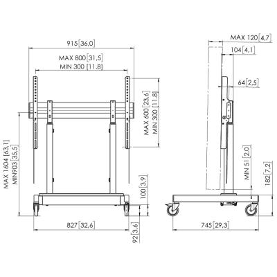 Vogels RISE Elektrický pojízdný TV lift, pojízdný pro displej 65-86", nosnost 100 kg, rychlost 50 mm/s, černý
