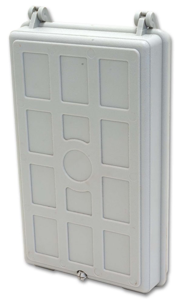 XtendLan plastový rozvaděč pro 12 svarů, 12 pigtailů, 2 kabelové porty, odklopná dvířka