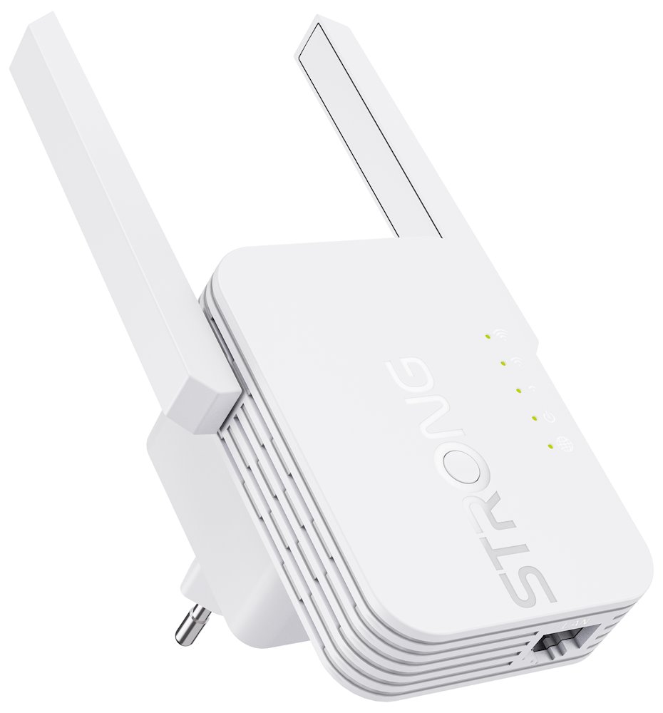 STRONG univerzální opakovač 300S/ Wi-Fi standard 802.11b/g/n/ 300 Mbit/s/ 2,4GHz/ 1x LAN/ bílý