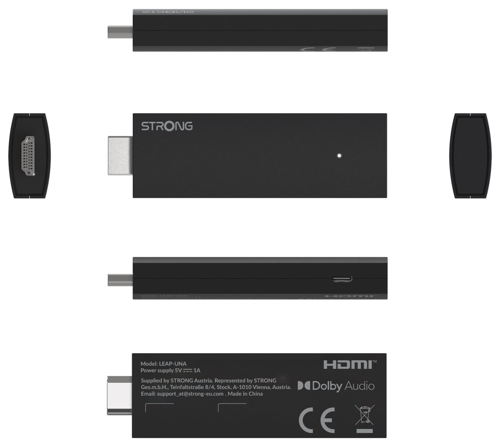 STRONG FHD TV stick LEAP-UNA/ HDMI/ micro USB/ BT/ Wi-Fi/ NETFLIX/ Disney+/ Amazon Prime Video/ Android TV 11/ černý