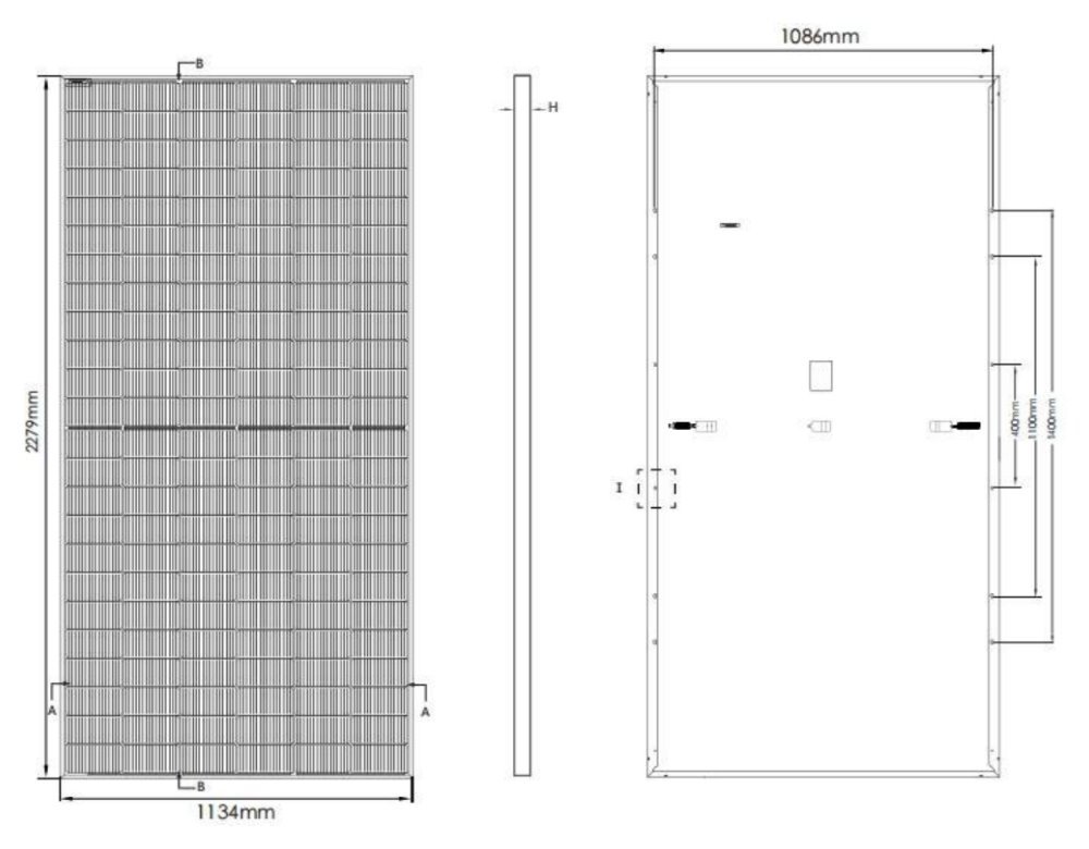 ELERIX ESM-600T solární panel celočerný, TOPCon N type, Mono, Half Cut 600Wp, 144 článků