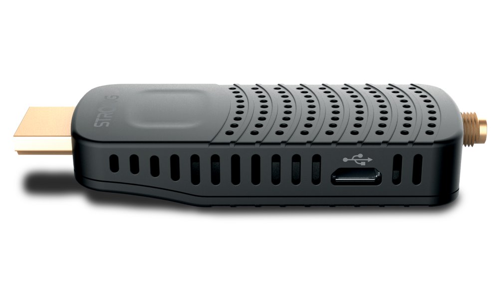 STRONG DVB-T/T2 tuner HDMI stick SRT 84/ Full HD/ H.265/HEVC/ externí anténa/ EPG/ PVR/ HDMI/ USB/ micro USB/ IR/ černý