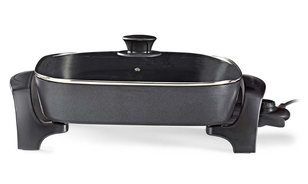 POŠKOZENÝ OBAL - NEDIS elektrická pánev na smažení/ průměr 40 cm/ silné tělo z litého hliníku/ černá