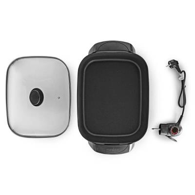 POŠKOZENÝ OBAL - NEDIS elektrická pánev na smažení/ průměr 40 cm/ silné tělo z litého hliníku/ černá