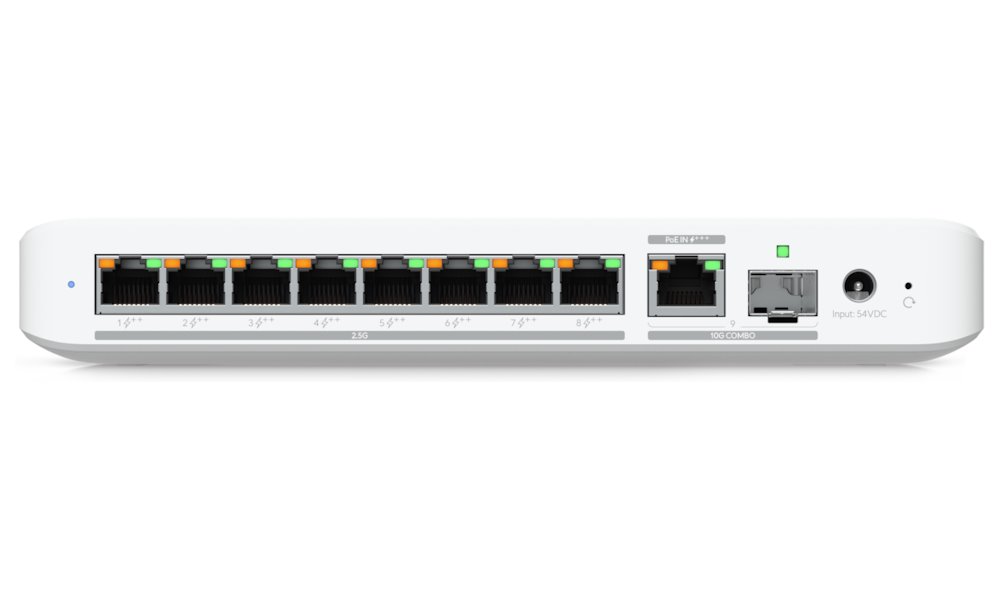 Ubiquiti UniFi Switch Flex Mini 2.5G 8 PoE - 8x 2.5GbE, 1x 10GbE/ SFP+ port combo, PoE+++ In/PoE++ Out (PoE budget 196W)