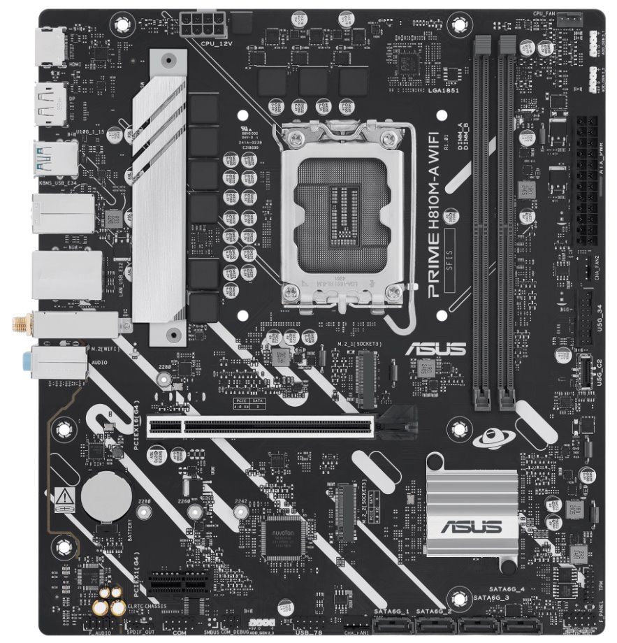 ASUS PRIME H810M-A WIFI / H810 / LGA1851 / DDR5 / DP / HDMI / 2x M.2 / WiFi / mATX