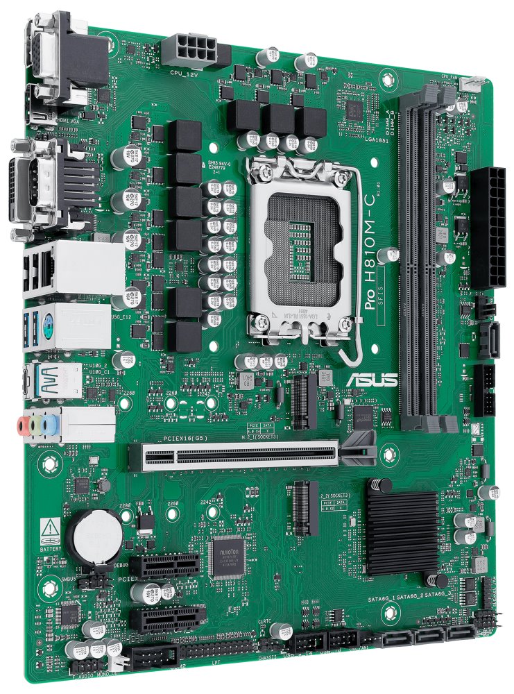 ASUS PRO H810M-C-CSM / H810 / LGA1851 / DDR5 / DP / HDMI / VGA / DVI-D / 2x M.2 / mATX