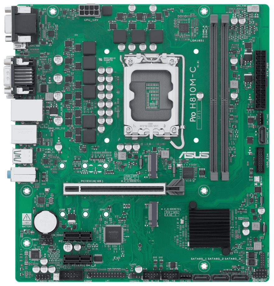 ASUS PRO H810M-C-CSM / H810 / LGA1851 / DDR5 / DP / HDMI / VGA / DVI-D / 2x M.2 / mATX