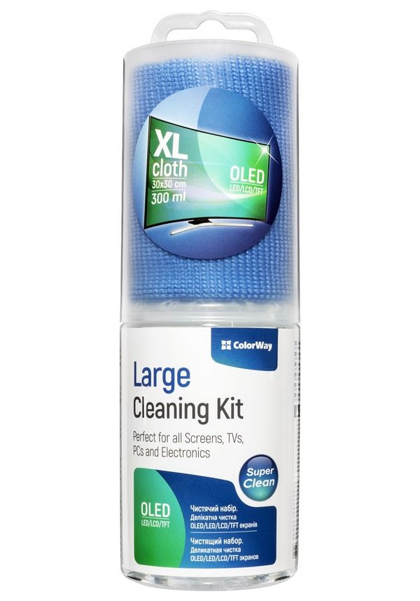 COLORWAY čistící sada/ OLED/ LED/ LCD/ TFT obrazovky/ 300ml roztok/ utěrka z mikrovlákna 30×30cm