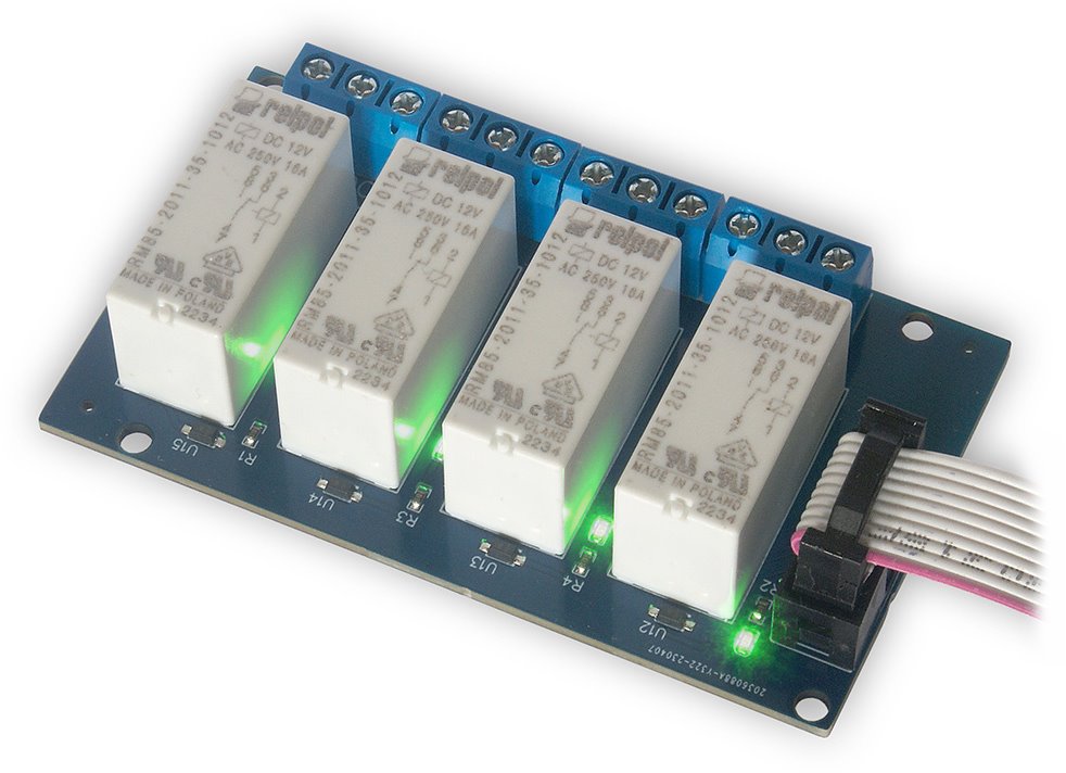 TINYCONTROL rozšiřující deska 4x relé 250VAC/16A pro LK3 a LK4