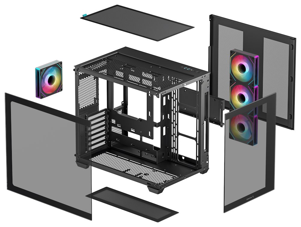 DEEPCOOL skříň CG530 4F / ATX / 4x120mm ARGB fans / USB 3.0 / USB-C/ panoramatická / černá